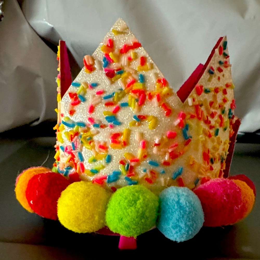 Colorful Sprinkle Mini Crown with Pom Poms